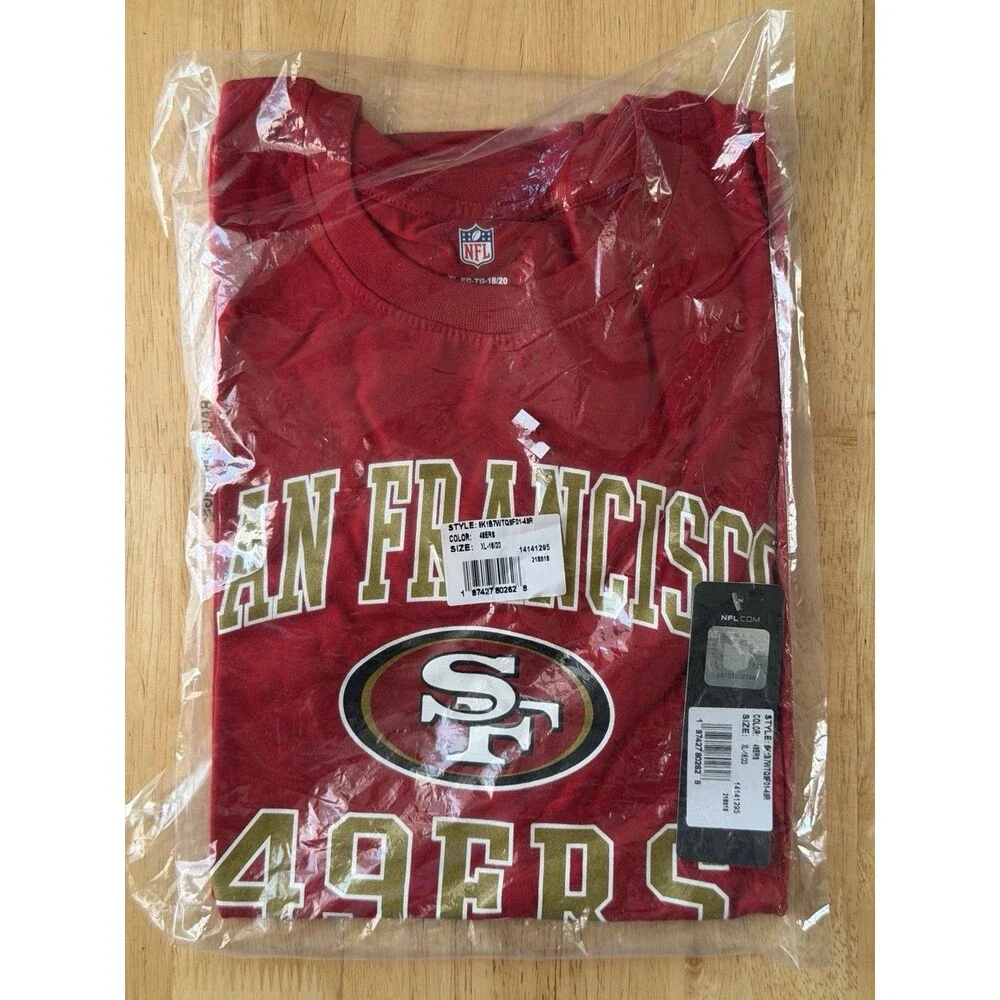 San Francisco 49ers Youth XL 18 20 Red Short Sleeve Graphic T Shirt NFL New